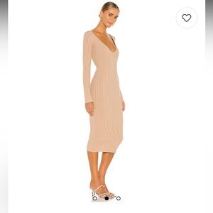 NBD Bekah Ribbed Midi Dress in Nude